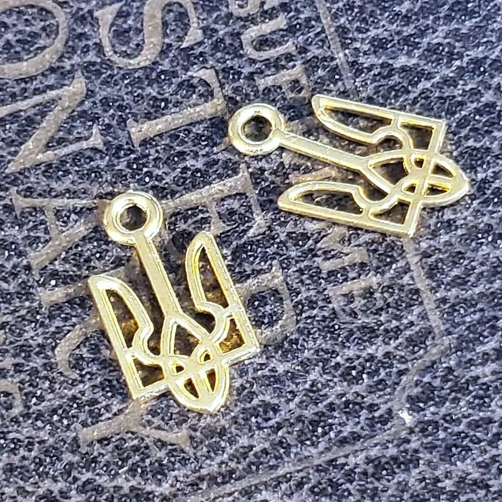 Gold Ukraine National Emblem Ukrainian Symbol 18x9mm Charms Pendants 10 pcs